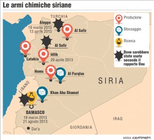 Siria, mappa armi chimiche