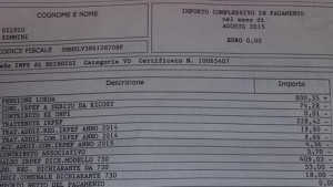 cedolino pensione 0 euro