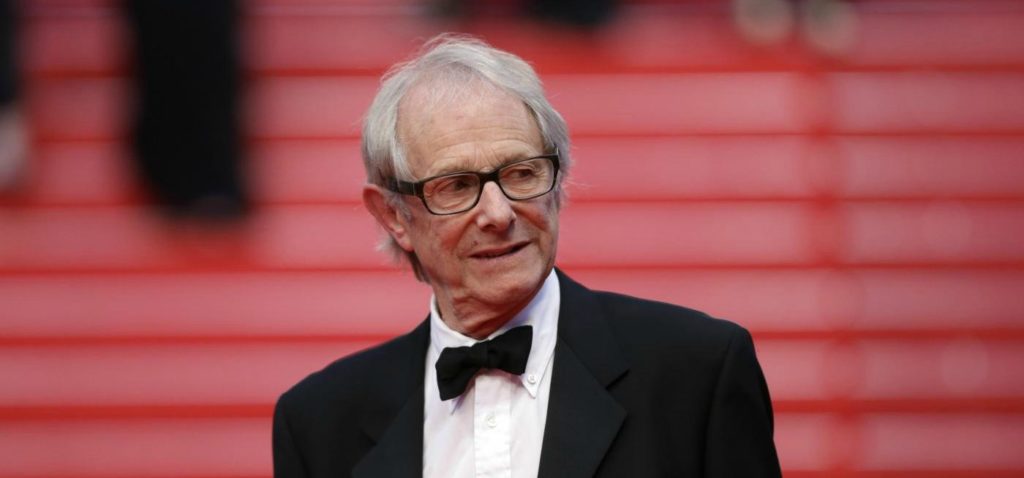 Director Ken Loach leaves following the screening of Jimmy's Hall at the 67th international film festival, Cannes, southern France, Thursday, May 22, 2014. (AP Photo/Thibault Camus)